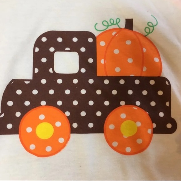Pumpkin Truck Fall Ruffle Baseball T Shirt - Picture 2 of 3